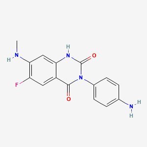 3-(4-aminophenyl)-6-fluoro-7-(methylamino)quinazoline-2,4(1H,3H)-dione structure, CAS 936501-00-7