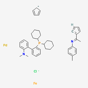 Palladium,chloro[2‘-(dicyclohexylphosphino-.kappa.P)-N,N-dimethyl[1,1‘-biphenyl]-2-amine][2-[1-[(4-methylphenyl)imino-.kappa.N]ethyl]ferrocenyl-.kappa.C]-, structure, CAS 1161360-93-5