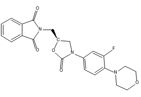 1H-Isoindole-1,3(2H)-dione,2-[[(5S)-3-[3-fluoro-4-(4-morpholinyl)phenyl]-2-oxo-5-oxazolidinyl]methyl]- structure, CAS 168828-89-5