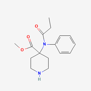 Methyl4-(N-phenylpropionamido)piperidine-4-carboxylatehydrochloride structure, CAS 72996-78-2