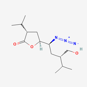 (3S,5S)-5-((1S,3S)-1-Azido-4-hydroxy-3-isopropylbutyl)-dihydro-3-isopropylfuran-2(3H)-one structure, CAS 173154-03-5