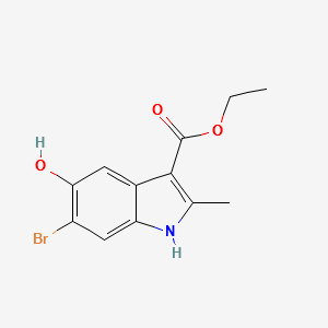 6-Bromo-5-hydroxy-2-methyl-1H-indole-3-arboxylicacid,ethylester structure, CAS 16052-67-8