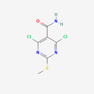 4,6-dichloro-2-(methylthio)pyrimidine-5-carboxamide structure, CAS 313339-36-5