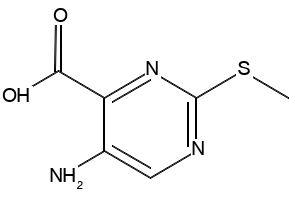 5-amino-2-(methylthio)pyrimidine-4-carboxylicacid structure, CAS 100130-05-0
