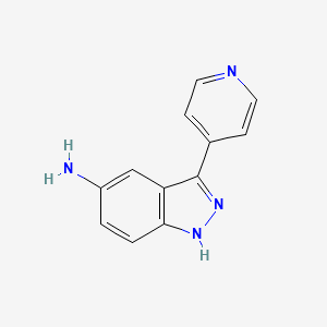 3-(pyridin-4-yl)-1H-indazol-5-amine structure, CAS 936361-35-2