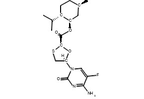 5-(4-Amino-5-fluoro-2-oxo-1(2H)-pyrimidinyl)-1,3-oxathiolane-2-carboxylicacid5-methyl-2-(1-methylethyl)cyclohexylester structure, CAS 147126-75-8