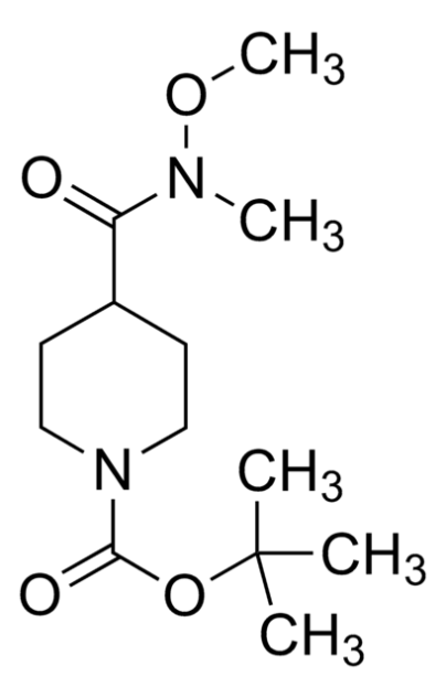 1-Boc-4-(methoxy-methyl-carbamoyl)piperidine structure, CAS 139290-70-3