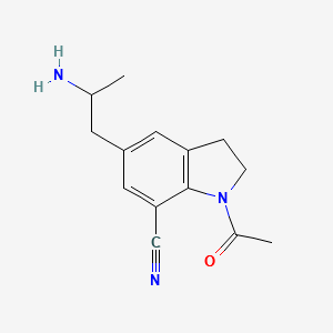 1-Acetyl-5-(2-aminopropyl)-2,3-dihydro-1H-indole-7-carbonitrile structure, CAS 175837-01-1