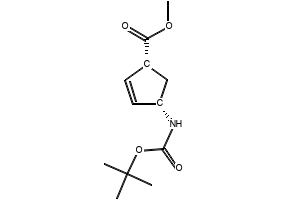 (1R,4S)-4-(tert-butoxycarbonylamino)cyclopent-2-enecarboxylicacid structure, CAS 151907-80-1