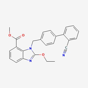 1H-Benzimidazole-7-carboxylicacid,1-[(2’-cyano[1,1’-biphenyl]-4-yl)methyl]-2-ethoxy-,methylester structure, CAS 139481-44-0