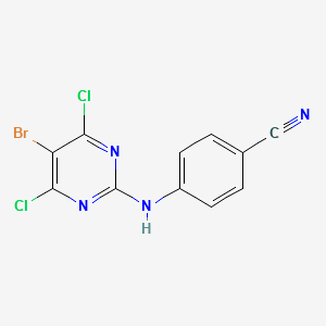 4-(5-bromo-4,6-dichloropyrimidin-2-ylamino)benzonitrile structure, CAS 269055-75-6