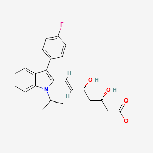 (E)-3-[3’-(4’’-fluorophenyl)-1’-1’’-methylethyl]-1H-indol-2’’-yl]-2-propnal structure, CAS 93957-53-0