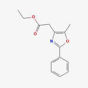 ethyl2-(5-methyl-2-phenyloxazol-4-yl)acetate structure, CAS 369631-83-4