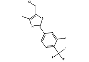 5-(chloromethyl)-2-(2-fluoro-4-(trifluoromethyl)phenyl)-4-methylthiazole structure, CAS 317319-37-2