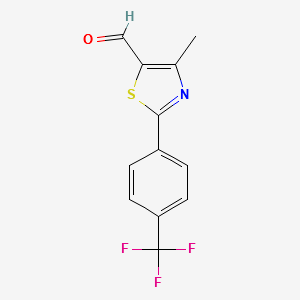 4-methyl-2-(4-(trifluoromethyl)phenyl)thiazole-5-carbaldehyde structure, CAS 438577-61-8