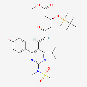 6-Heptenoicacid,3-[[(1,1-dimethylethyl)dimethylsilyl]oxy]-7-[4-(4-fluorophenyl)-6-(1-methylethyl)-2-[methyl(methylsulfonyl)amino]-5-pyrimidinyl]-5-oxo-,methylester,(3R,6E)- structure, CAS 147118-38-5