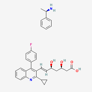 6-Heptenoicacid,7-[2-cyclopropyl-4-(4-fluorophenyl)-3-quinolinyl]-3,5-dihy-droxy-,(3R,5S,6E)-,compd.with(R)-methylbenzenemethanamine(1:1) structure, CAS 147511-70-4