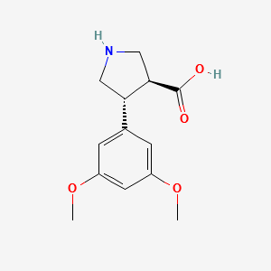 (3S,4R)-4-(3,5-dimethoxyphenyl)pyrrolidine-3-carboxylicacid structure, CAS 1049980-13-3