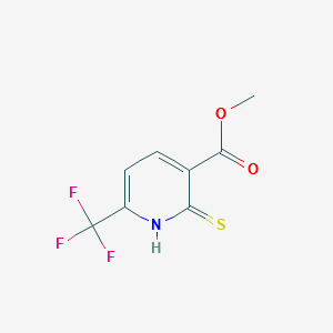 Methyl2-mercapto-6-trifluoromethyl-3-pyridinecarboxylate structure, CAS 1028343-10-3