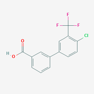 4'-Chloro-3'-(trifluoromethyl)-[1,1'-biphenyl]-3-carboxylicacid structure, CAS 893637-97-3