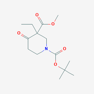 1-tert-butyl3-methyl3-ethyl-4-oxopiperidine-1,3-dicarboxylate structure, CAS 324769-00-8