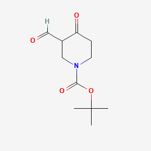 tert-butyl3-formyl-4-oxopiperidine-1-carboxylate structure, CAS 100501-55-1