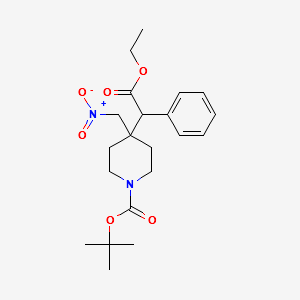 tert-Butyl4-(2-ethoxy-2-oxo-1-phenylethyl)-4-(nitromethyl)piperidine-1-carboxylate structure, CAS 1245643-40-6