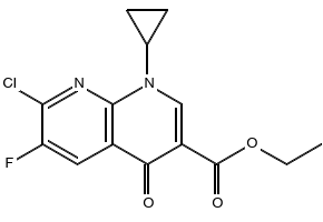 7-Chloro-1-Cyclopropyl-6-Fluoro-1,4-Dihydro-4-Oxo-1,8-Naphthyridine-3-CarboxylicAcid structure, CAS 100301-18-0