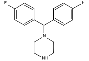 1-[Bis(4-fluorophenyl)methyl]-4-(4-nitrobenzyl)piperazine structure, CAS 914349-64-7