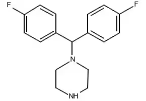 1-[Bis(4-fluorophenyl)methyl]-4-(4-nitrophenyl)piperazine structure, CAS 851472-82-7