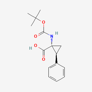 (1S,2R)-1-(tert-butoxycarbonylamino)-2-phenylcyclopropanecarboxylicacid structure, CAS 244205-60-5
