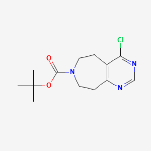 TERT-BUTYL4-CHLORO-5,6,8,9-TETRAHYDRO-7H-PYRIMIDO[4,5-D]AZEPINE-7-CARBOXYLATE structure, CAS 1057338-27-8