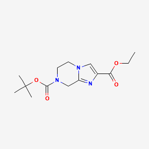 Ethyl7-Boc-5,6,7,8-tetrahydro-imidazo[1,2-a]pyrazine-2-carboxylate structure, CAS 1053656-22-6