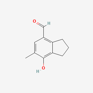 7-HYDROXY-6-METHYL-2,3-DIHYDRO-1H-INDENE-4-CARBALDEHYDE structure, CAS 575504-30-2
