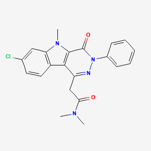 2-(7-CHLORO-5-METHYL-4-OXO-3-PHENYL-4,5-DIHYDRO-3H-PYRIDAZINO[4,5-B]INDOL-1-YL)-N,N-DIMETHYLACETAMIDE structure, CAS 220448-02-2