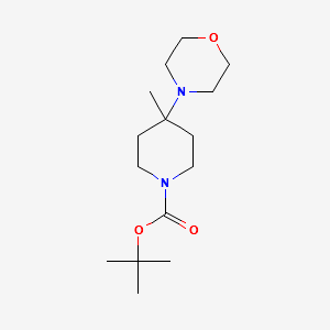 1-Boc-4-methyl-4-morpholin-4-yl-piperidine structure, CAS 864369-95-9