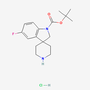 tert-butyl5-fluorospiro[indoline-3,4'-piperidine]-1-carboxylatehydrochloride structure, CAS 858351-44-7