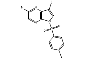 2-bromo-7-iodo-5-tosyl-5H-pyrrolo[2,3-b]pyrazine structure, CAS 875781-45-6