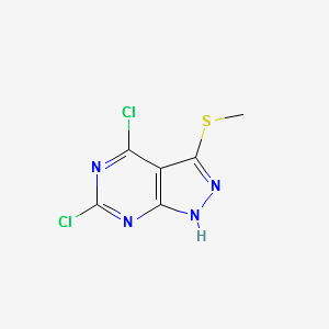 4,6-dichloro-3-(methylthio)-1H-pyrazolo[3,4-d]pyrimidine structure, CAS 1037479-36-9