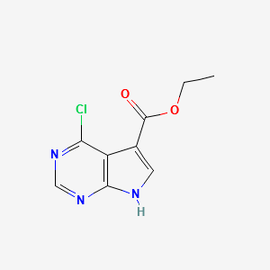 ethyl4-chloro-7H-pyrrolo[2,3-d]pyrimidine-5-carboxylate structure, CAS 144927-57-1