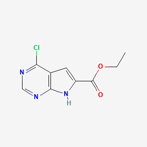 ethyl4-chloro-7H-pyrrolo[2,3-d]pyrimidine-6-carboxylate structure, CAS 187725-00-4