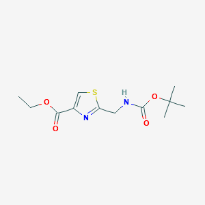 ethyl2-((tert-butoxycarbonyl)methyl)thiazole-4-carboxylate structure, CAS 96929-05-4