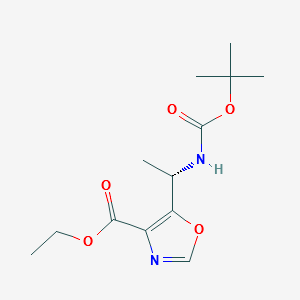 tert-butyl(S)-1-(4-(ethoxycarbonyl)oxazol-5-yl)ethylcarbamate structure, CAS 672310-07-5