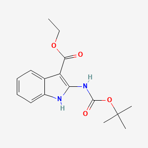tert-butyl3-(ethoxycarbonyl)-1H-indol-2-ylcarbamate structure, CAS 1160995-04-9