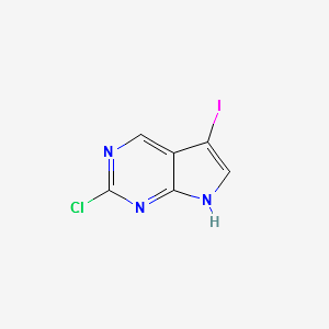 2-Chloro-5-iodo-7H-pyrrolo[2,3-d]pyrimidine structure, CAS 1060815-90-8