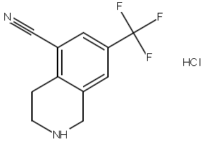 7-(trifluoromethyl)-1,2,3,4-tetrahydroisoquinoline-5-carbonitrilehydrochloride structure, CAS 1187830-66-5