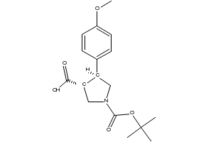 1,1-DimethylEthyltrans-3-carboxy-4-(4-methoxyphenyl)pyrrolidine-1-carboxylate structure, CAS 1000415-75-7