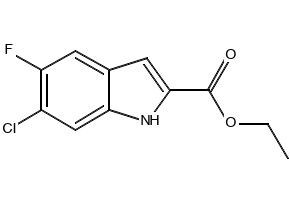 Methyl6-chloro-5-fluoro-1H-indole-2-carboxylate structure, CAS 169674-00-4