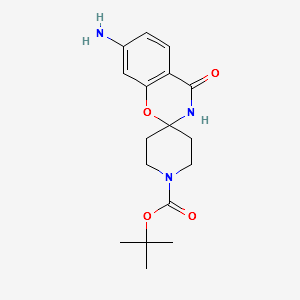 Tert-butyl7-amino-4-oxo-3,4-dihydrospiro[benzo[e][1,3]oxazine-2,4'-piperidine]-1'-carboxylate structure, CAS 1192355-14-8
