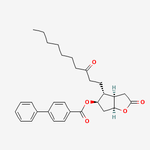 [1,1'-Biphenyl]-4-carboxylicacid,hexahydro-2-oxo-4-(3-oxodecyl)-2H-cyclopenta[b]furan-5-ylester,[3aR-(3aα,4α,5β,6aα)] structure, CAS 120373-45-7